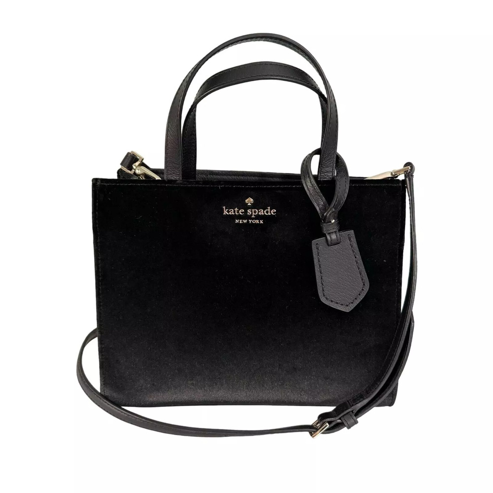 KATE SPADE NY Dawn Place Velvet Mini Kona Crossbody Bag Handbags Black Luxury